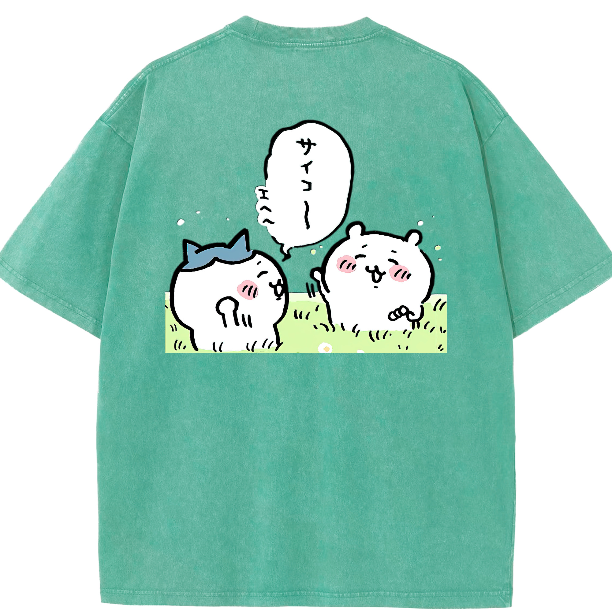（画像用） ちいかわ ちいかわ Chii-kawa chiikawa 綿100% ヴィンテージ風 半袖Tシャツ（背面プリント）
